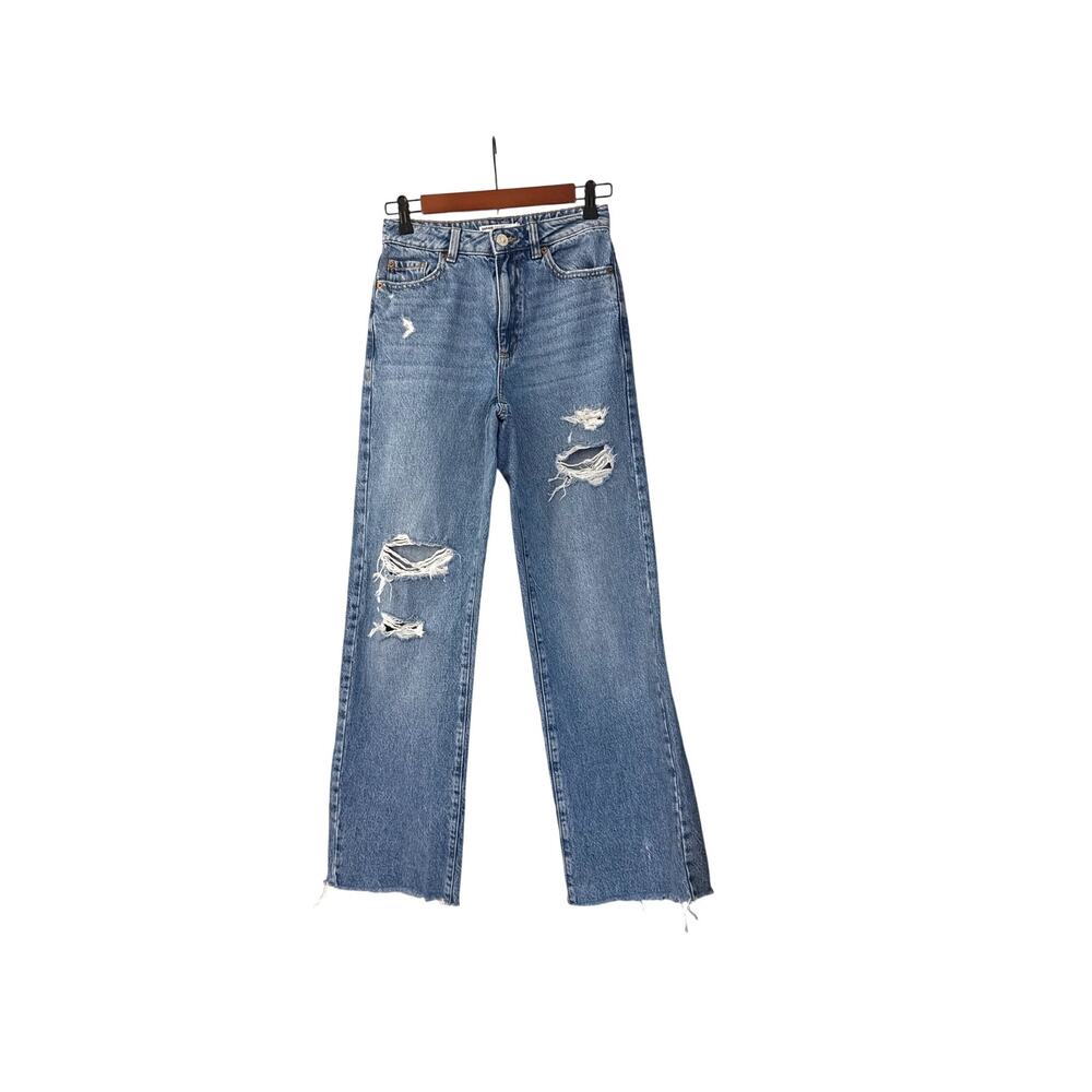 Garage Denim Wide Leg Distressed Blue Jeans Size Women's 0 (24)